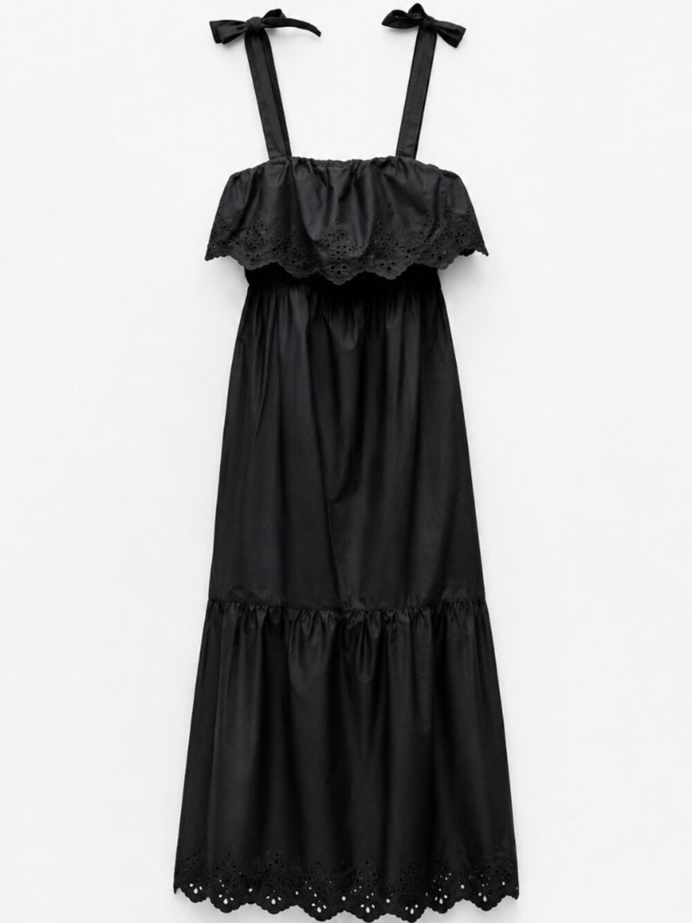 Like New- Zara Black Embroidered Midi-Maxi Dress- Fits M-XL - Picture 1 of 4